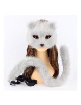 Fox Mask Glove Tail White Three-Piece Set
