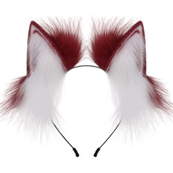 Cat Ears And Hair Bands For Animal Ears  Red and White