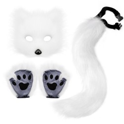 Fox Mask Glove Tail White Three-Piece Set