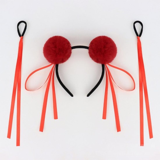 Nezha 2 Devil Children Make Sea With The Same Ball Hair Hoop Red