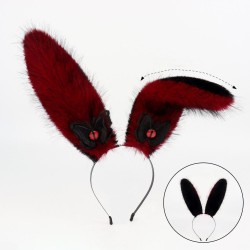 Japanese plush rabbit ears headband The devil's eye is red and black.