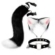 Hand-Made Cat Ears, Headband, Fox Tail Accessory Black And White Three-Piece Tail 50cm