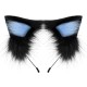 Handmade Plush Cat Ear Headband Cute Cat Lady, Black and Blue.
