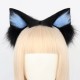 Handmade Plush Cat Ear Headband Cute Cat Lady, Black and Blue.