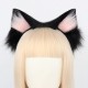 Handmade Plush Cat Ear Headband Cute Cat Lady, Black Powder.