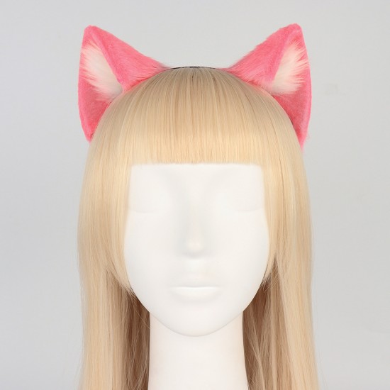 Handmade Plush Cat Ear Headband Cute Pussy Pink.