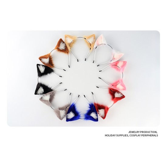 Handmade Plush Cat Ear Headband Cute Cat Lady, Brown And White.