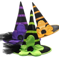 Halloween Flowers Purple Witch Hat