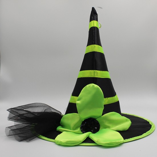 Halloween Flowers Green Witch Hat