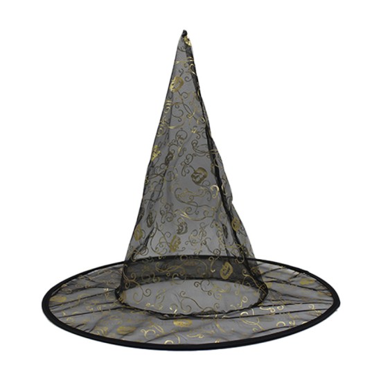 Black Transparent Small Flower Witch Hat