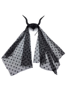 Sheep Horn Headband With Black Veil Halloween Costume Hair Accessories For Women And Girls