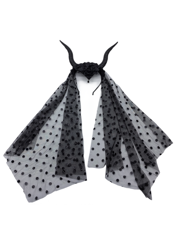Sheep Horn Headband With Black Veil Halloween Costume Hair Accessories For Women And Girls