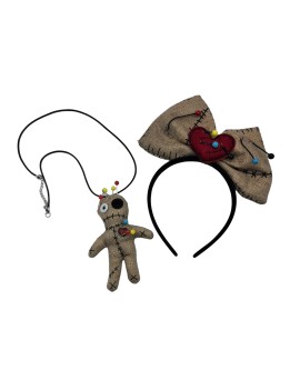 Voodoo Doll Costume Accessories Bowknot Hairhoop And Necklace